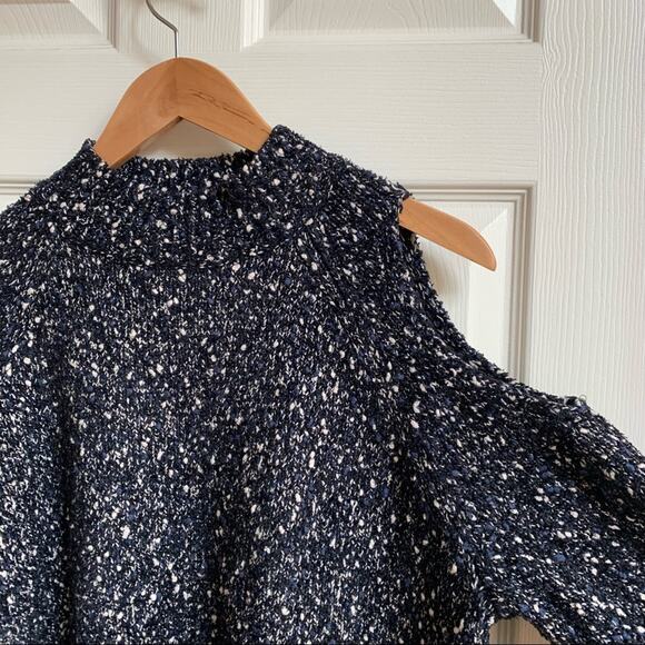 Rebecca Taylor cold shoulder boucle sweater, sz L - Picture 3 of 9
